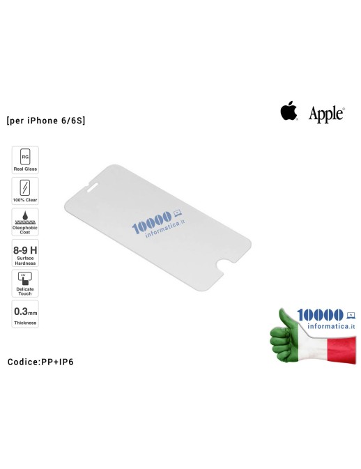 PP+IP6 Pellicola in Vetro Temperato 9H 0,33mm per APPLE iPhone 6/6S