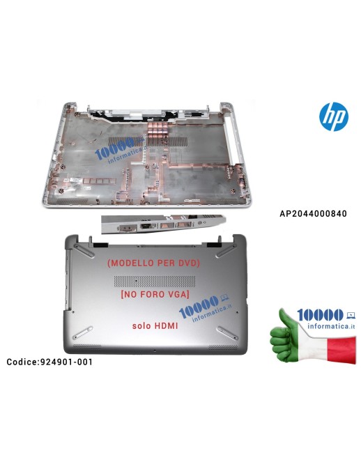 924901-001 Bottom Case Scocca Inferiore [Pike Silver] HP Pavillion 15-BS 15-BW 250 G6 255 G6 256 G6 258 G6 TPN-C129 TPN-C130 ...