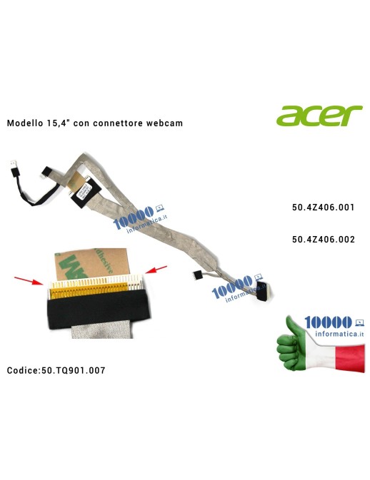 50.TQ901.007 Cavo Flat LCD ACER TravelMate 5230 5330 5530 5730 5530G 5730G Extensa 5230 5230E 5430 5630 5630EZ 5630G 50.4Z406...