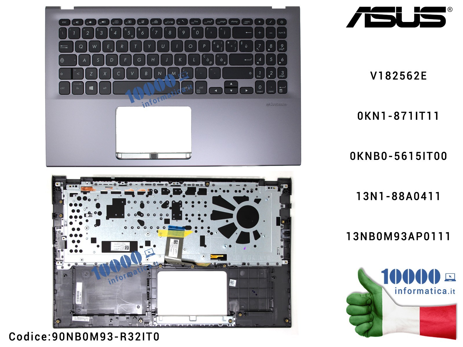 90NB0M93-R32IT0 Tastiera Italiana Retroilluminata Completa di Top Case Superiore ASUS VivoBook 15 X512 (Slate Grey) X512F X51... 90NB0M93-R32IT0 Tastiera Italiana Retroilluminata Completa di Top Case Superiore ASUS VivoBook 15 X512 (Slate Grey) X512F X51...