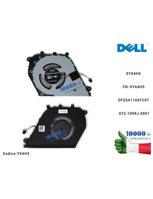 Y64H5 Ventola di Raffreddamento Fan CPU DELL Inspiron 7570 15-7000 15-7570 P70F 0Y64H5 CN-0Y64H5 DFS541105FC0T 023.1009J.0001