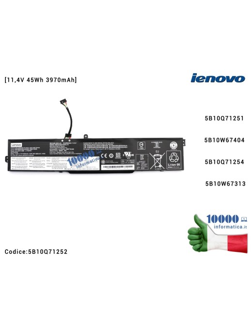5B10Q71252 Batteria L17C3PB0 LENOVO IdeaPad 330-15ICH (81FK) [11,4V 45Wh 3970mAh] 5B10Q712525B10Q71251 5B10W67404 5B10Q71254 ...