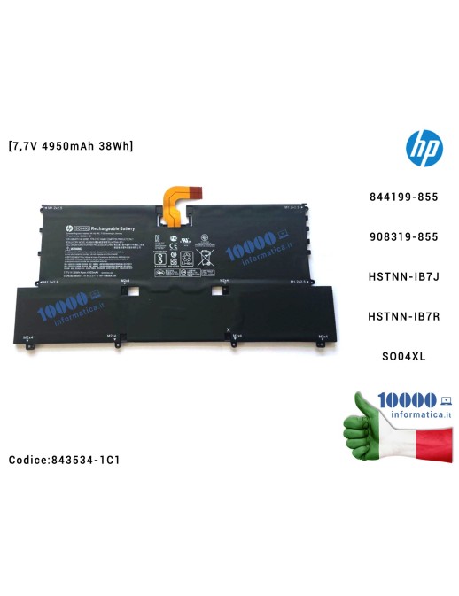 843534-1C1 Batteria SO04XL HP Spectre Pro 13 G1 Spectre 13-V082NG TPN-C127 [7,7V 4950mAh 38Wh] 844199-855 908319-855 HSTNN-IB...