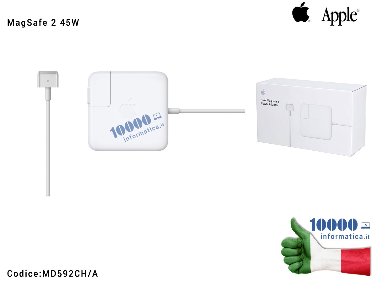 MD592CH/A Alimentatore MagSafe 2 da 45W APPLE MacBook Air A1436 A1465 A1466 MD223 MD224 MD231 MD232 MD592CH/A Alimentatore MagSafe 2 da 45W APPLE MacBook Air A1436 A1465 A1466 MD223 MD224 MD231 MD232