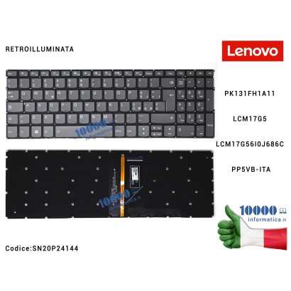 SN20P24144 Tastiera Italiana Retroilluminata LENOVO IdeaPad 330-15IKB (81DE) 330-15 330-15IGM 330-15ICH 330-15ARR [GRIGIO] (S...