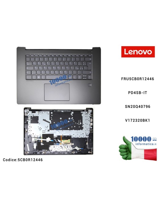 5CB0R12446 Tastiera Italiana Retroilluminata Completa di Top Case Superiore LENOVO IdeaPad 530S-15IKB (81EV) FRU5CB0R12446 PD...