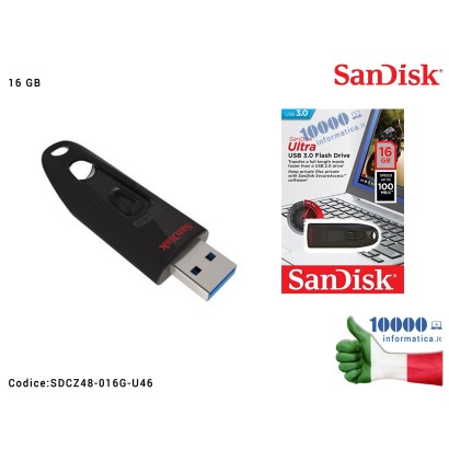 SDCZ48-016G-U46 Chiavetta USB Pen Drive SANDISK Cruzer Ultra USB 3.0 [16 GB]