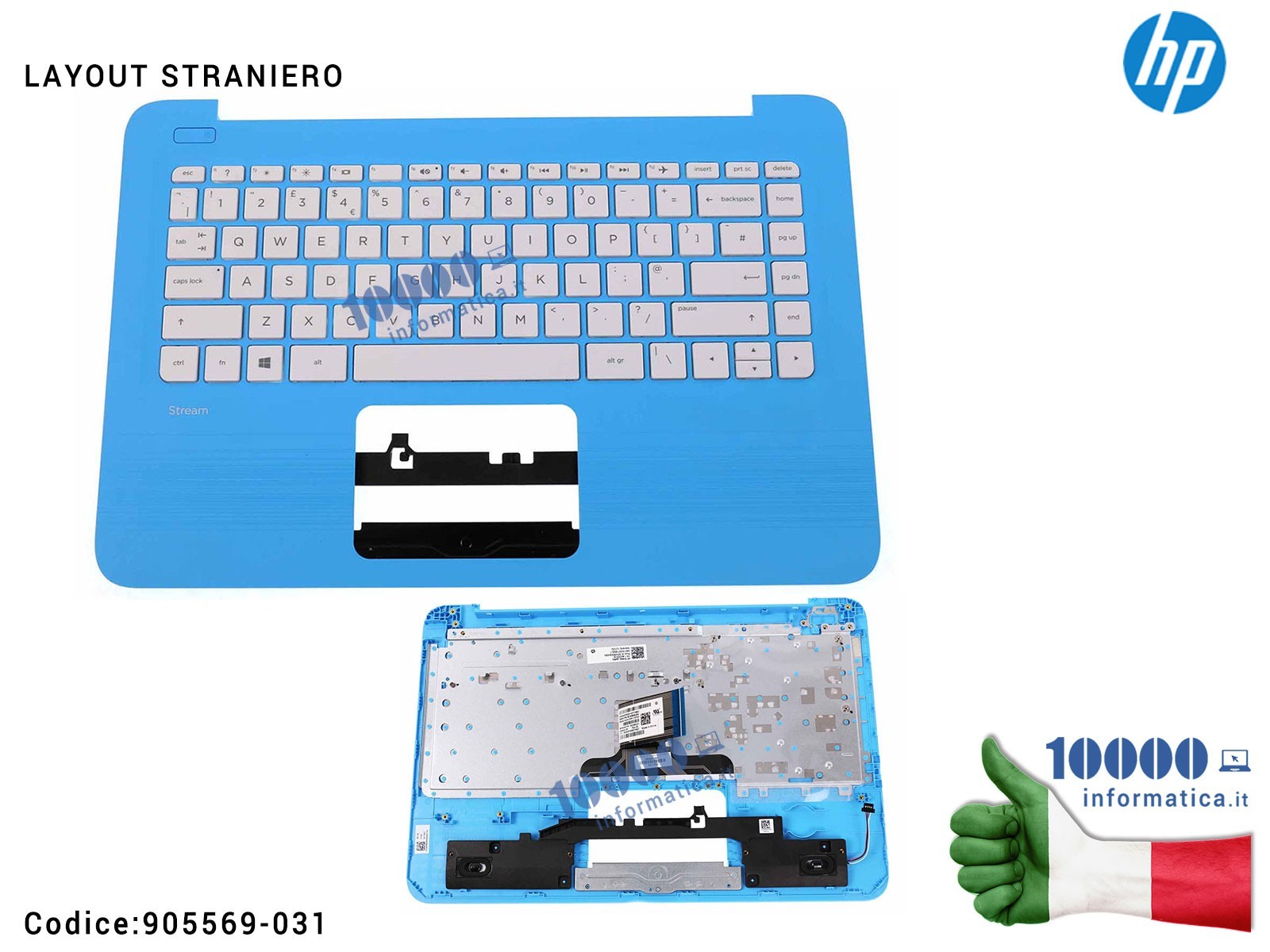 905569-031 Tastiera Straniera Completa di Top Case Superiore Palmrest HP Stream 14-AX 14-AX000 14-X004 14-AX010 [LAYOUT STRAN... 905569-031 Tastiera Straniera Completa di Top Case Superiore Palmrest HP Stream 14-AX 14-AX000 14-X004 14-AX010 [LAYOUT STRAN...