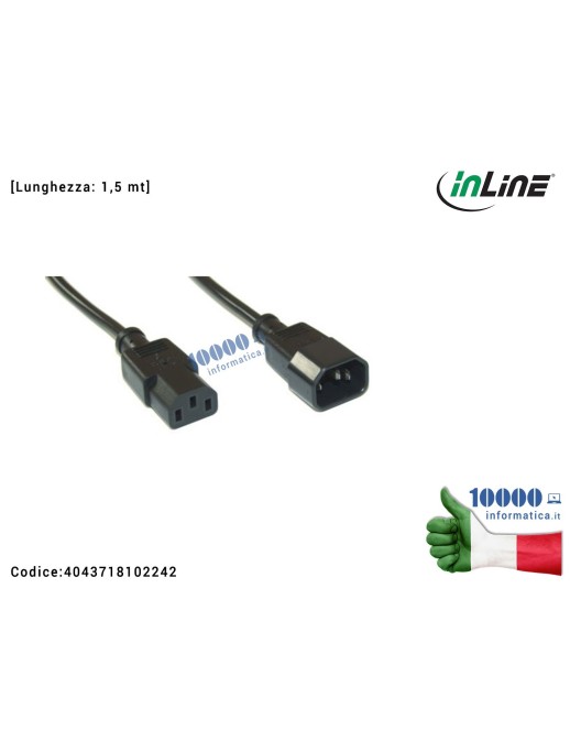 4043718102242 Cavo Prolunga di Alimentazione C13 InLine (VDE) Corda Alimentatore Desktop UPS Presa VDE Spina VDE CEE IEC-320-...