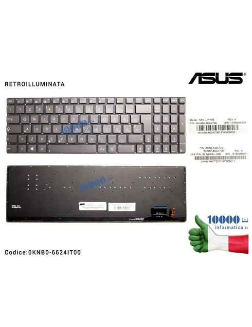 0KNB0-6624IT00 Tastiera Italiana ASUS UX51VZ U500VZ [SENZA FRAME] (RETROILLUMINATA)