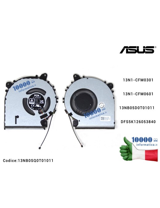 13NB0SQ0T01011 Ventola Fan CPU ASUS VivoBook X515 X515D X515F X515J X515JA X515M X515MA X515JF X515K X515U X515UA 13N1-CFM030...