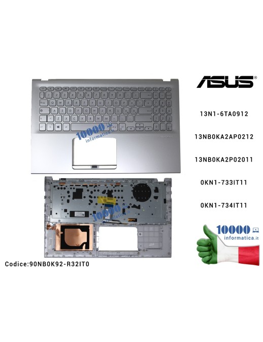 90NB0K92-R32IT0 Tastiera Italiana Retroilluminata Completa di Top Case Superiore ASUS VivoBook 15 X512 F512 (Transparent Silv...
