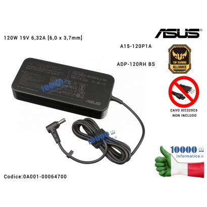 0A001-00064700 Alimentatore ASUS 120W 19V 6,32A [6,0 x 3,7mm] TUF Gaming FX505D FX505DY FX505GD FX505G FX705 FX705D FX705GD F...