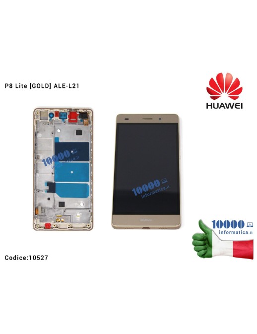 10527 Display LCD con Vetro Touch Screen + Frame HUAWEI P8 Lite [GOLD] ALE-L21