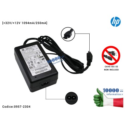0957-2304 Alimentatore Stampante HP OfficeJet 6100 6600 6700 7110 7510 7610 Photosmart 7510 7550 7150 7350 [32V/12V 1094mA/25...