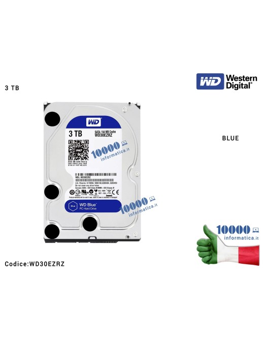 WD30EZRZ Hard Disk 3,5'' [3TB] WESTERN DIGITAL WD30EZRZ (BLUE) 5400RPM Cache 64MB