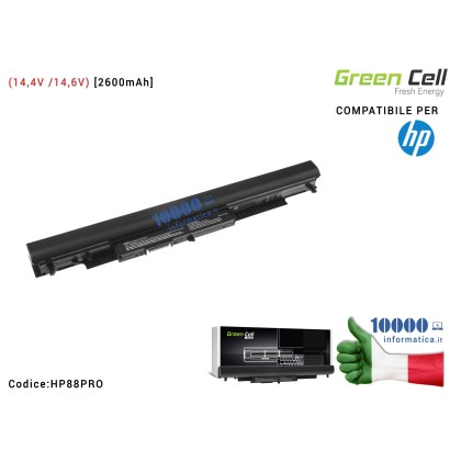 HP88PRO Batteria HSTNN-LB6U Green Cell Compatibile per HP 14 15 17 (14,4V /14,6V) HP 240 245 250 255 G4 G5 [2600mAh]