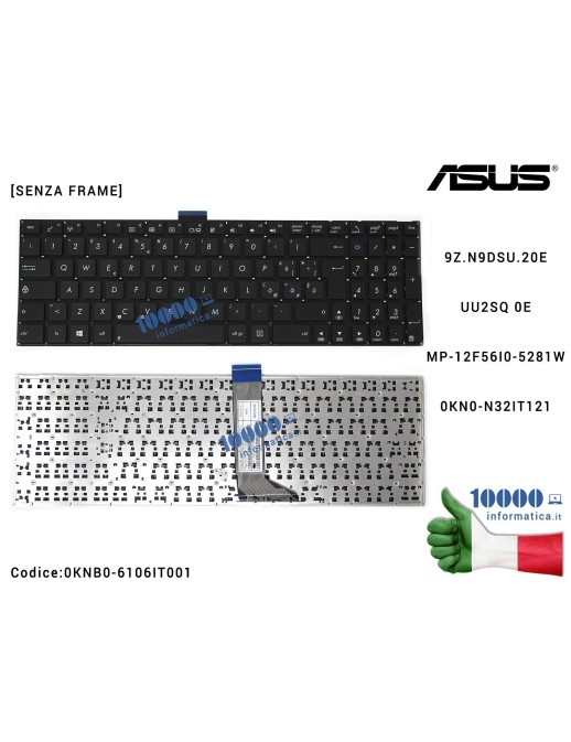 0KNB0-6106IT001 Tastiera Italiana ASUS X502 X502C X502CA F502C F502CA [SENZA FRAME] 9Z.N9DSU.20E UU2SQ 0E MP-12F56I0-5281W 0K...