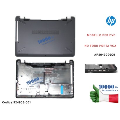 924903-001 Bottom Case Scocca Inferiore [Smoke Gray] HP Pavilion 15-BS 15-BW 250 G6 255 G6 TPN-C129 TPN-C130 (GRIGIO FUMO) AP...