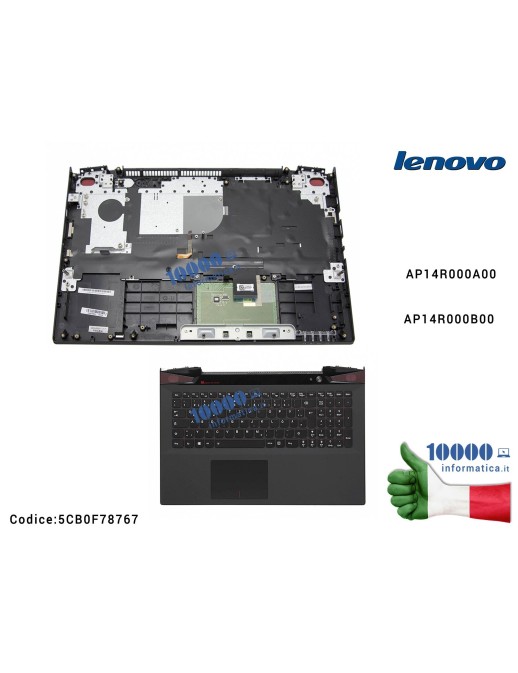 5CB0F78767 Tastiera Italiana Completa di Top Case Superiore LENOVO IdeaPad Y50-70 Y50-80 [RETROILLUMINATA] AP14R000A00 AP14R0...