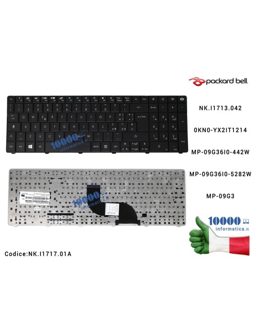 NK.I1717.01A Tastiera Italiana PACKARD BELL EasyNote TK36 TK37 TK81 TK85 TM81 TM82 TM86 TM87 LE11BZ LE69KB TE11HC TE69CX TE69...
