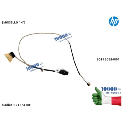 821174-001 Cavo Flat LCD HP [MODELLO 14"] EliteBook 820 G3 840 G3 845 G3 740 G3 745 G3 6017B0584801 740 745 820 845 840 850 G...