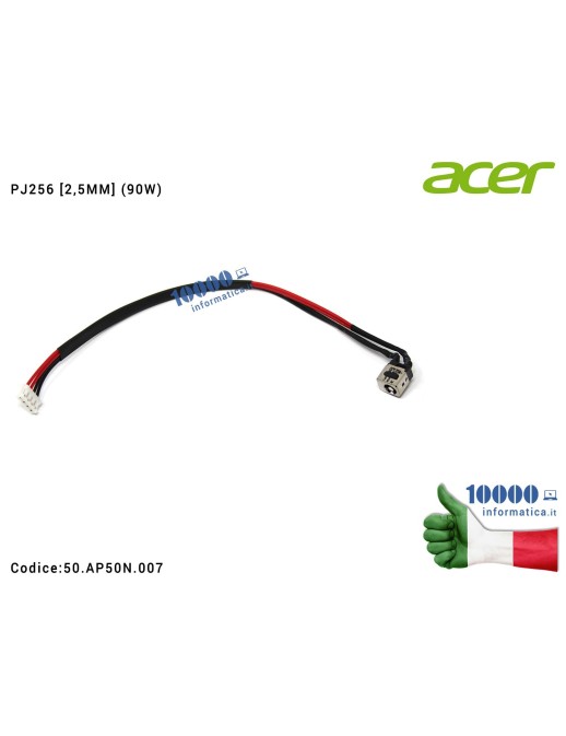 50.AP50N.007 Connettore DC Power Jack PJ256 [2,5 mm] (90W) ACER Aspire 8920 8930 8920G 8930G 50AP50N007 50.AP50N.007