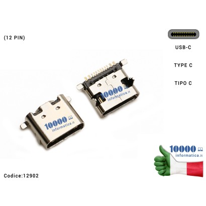 12902 Connettore di Alimentazione 12902 Tipo C (12 PIN) USB-C DC Power Jack Type-C