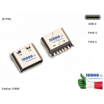 12905 Connettore di Alimentazione 12905 Tipo C (6 PIN) USB-C DC Power Jack Type-C