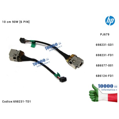 698231-TD1 Connettore DC Power Jack PJ679 HP SleekBook 15-B Envy 4-1000 698231-TD1 698231-SD1 698231-FD1 686577-001 686124-FD1