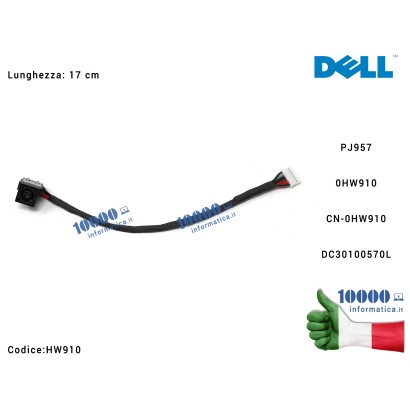 HW910 Connettore DC Power Jack PJ957 DELL Latitude E6420 E6430 E6320 E6500 Precision M4400 DC30100570L HW910 0HW910 CN-0HW910