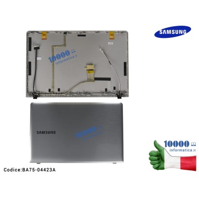 BA75-04423A Cover LCD SAMSUNG NP270E5V NP270E5E NP275E5E NP300E5E (SILVER) + Cavo Flat BA39-01311A + Cavi Antenne Wi-Fi