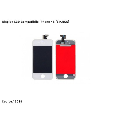 13039 Display LCD Compatibile iPhone 4S [BIANCO] Schermo Vetro Touch Screen