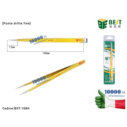 BST-168H Pinzetta di Precisione BEST 168H [Punte Dritte] BST-168H Anti-acid Tipped Stainless Steel Tweezer Fine Pointed Tips ...