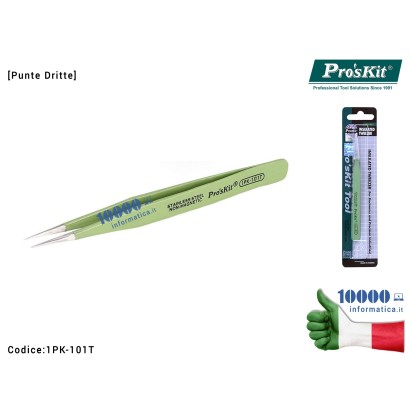 1PK-101T Pinzetta di Precisione PRO'SKIT 1PK-101T [Punte Dritte] Acciaio carboplastica Stainless Steel Highly Precise Anti-st...