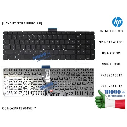 PK132045E17 Tastiera Straniera (NERA) HP Pavilion 15-BR 15-BS 15-BW 250 G6 255 G6 TPN-C129 TPN-C130 17G-BR 15-CC [Spagnolo] 9...