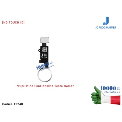 12240 Tasto Home JC Final Edition [BIANCO-SILVER] Ripristino Pulsante Centrale APPLE iPhone 7 7G (A1660) (A1778) (A1779) 7+/ ...