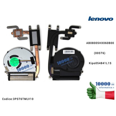 3PST6TMLV10 Ventola Fan con Dissipatore Heatsink CPU LENOVO FLEX 14 FLEX 15 FLEX 14D FLEX 15D AB08005HX060B00 (00ST6) Kipo054...