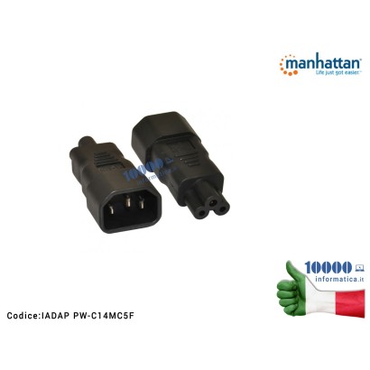 IADAP PW-C14MC5F Adattatore Alimentazione da IEC C14 Maschio a C5 Femmina IEC-320-C14 IEC 320 C14 IEC-320-C5 IEC 320 C5 (NERO)