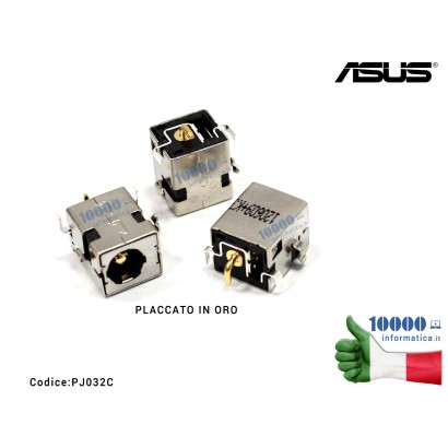 PJ032C Connettore DC Power Jack (GOLD) PJ032C ASUS K53SC X53SC K52 K54 X54C X54L K72F K72JT K72JR K43SV K53SV [PIN GOLD]