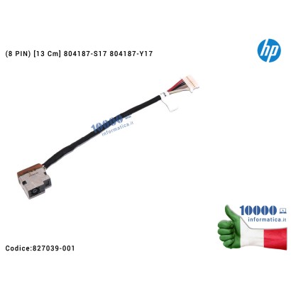 827039-001 Connettore di Alimentazione DC Power Jack HP ProBook 430 440 450 455 470 G3 (8 PIN) [13 Cm] 804187-S17 827039-001 ...