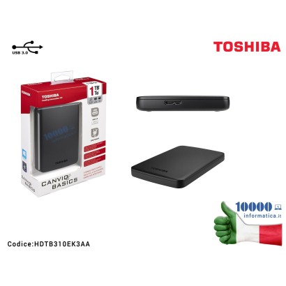 HDTB310EK3AA Hard Disk Esterno TOSHIBA USB 3.0 1TB 2,5 canvio basics
