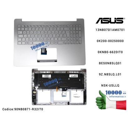 90NB0871-R32IT0 Tastiera Italiana Completa di Top Case Superiore ASUS (SILVER) ROG ZenBook Pro UX501 UX501J UX501JW ROG G501J...