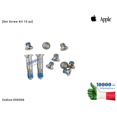 SSK006 Viti Alloggiamento Bottom Case Apple MacBook Air 13'' A1466 A1369 A1370 A1465 (2013) (2014) (2015) [Set Screw Kit 10 pz]