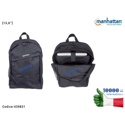 439831 Zaino Borsa per Notebook 15,6" MANHATTAN Knappack [NERO]
