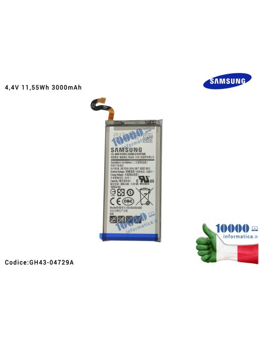 GH43-04729A Batteria EB-BG950ABE SAMSUNG Galaxy S8 SM-G950F G950F [3000mAh 3,85V 11,55Whr] 1ICP6/41/83
