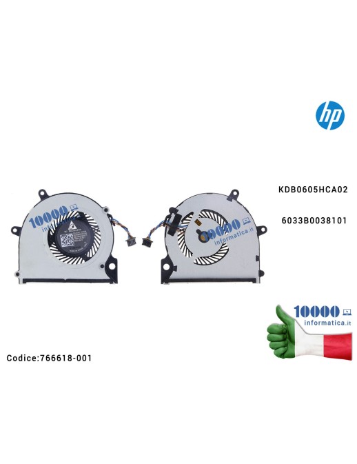 766618-001 Ventola di Raffreddamento Fan CPU HP Pro x2 612 G1 Tablet KDB0605HCA02 6033B0038101