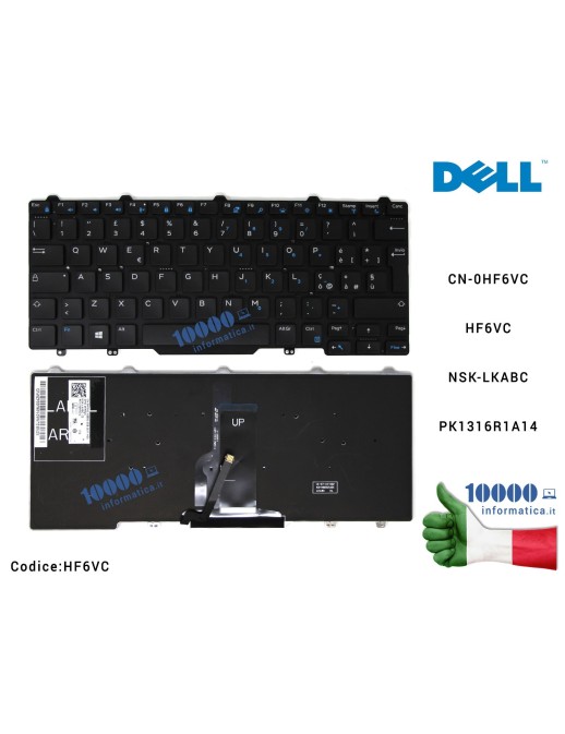 HF6VC Tastiera Italiana DELL Latitude 3340 3350 (RETROILLUMINATA) [SENZA FRAME] CN-0HF6VC 0HF6VC NSK-LKABC PK1316R1A14