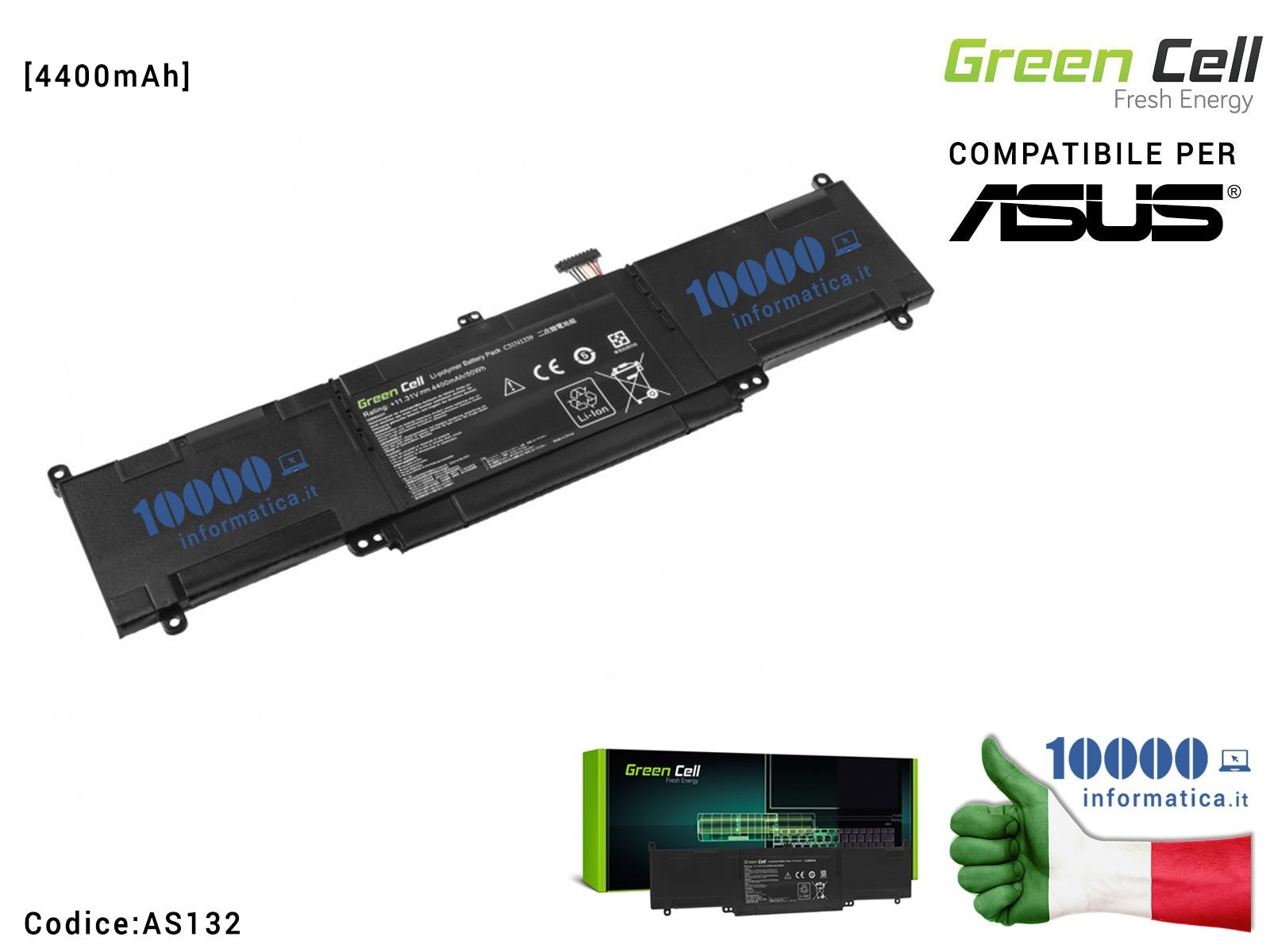 AS132 Batteria C31N1339 Green Cell PRO Compatibile per ASUS ZenBook UX303 UX303U UX303UA UX303UB UX303L Transformer Book TP30... AS132 Batteria C31N1339 Green Cell PRO Compatibile per ASUS ZenBook UX303 UX303U UX303UA UX303UB UX303L Transformer Book TP30...