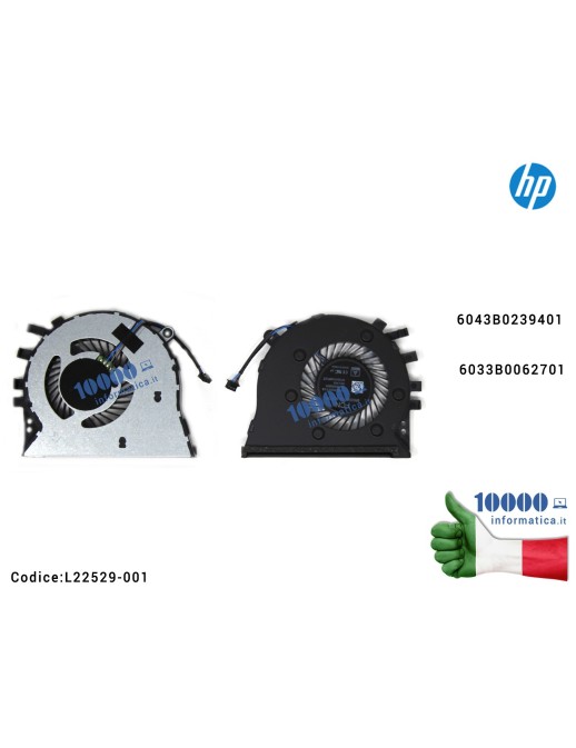 L22529-001 Ventola di Raffreddamento Fan CPU HP Envy 17-BY 17-CA 17-BY0053C 17-BY0021DX 17-BY0061CL 17-BY0053OD 6043B0239401 ...